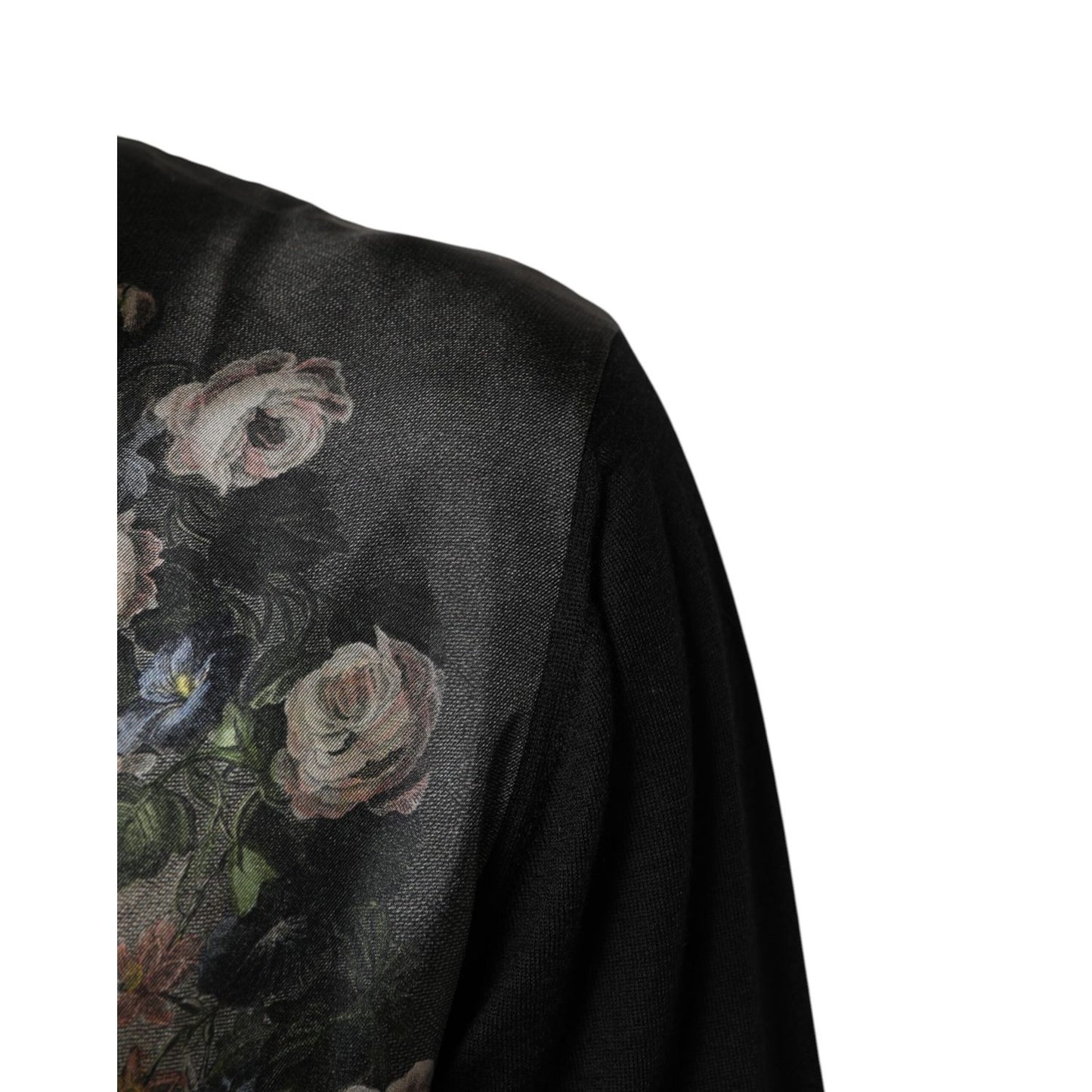 Dolce & Gabbana Black Cashmere Cherub Print Baroque Sweater
