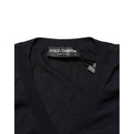 Dolce & Gabbana Black Cashmere Knit V-Neck Pullover Sweater