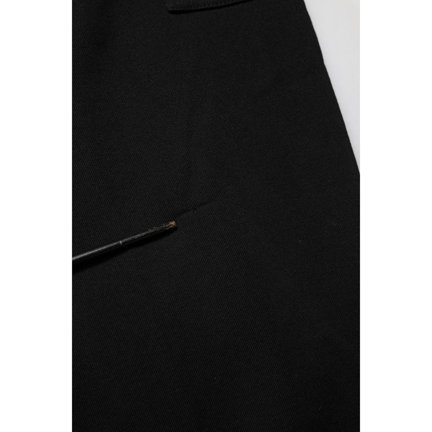 Close-up of Dolce & Gabbana Black Cotton Blend Cargo Joggers Drawstring Pants showing fabric texture and drawstring detail.