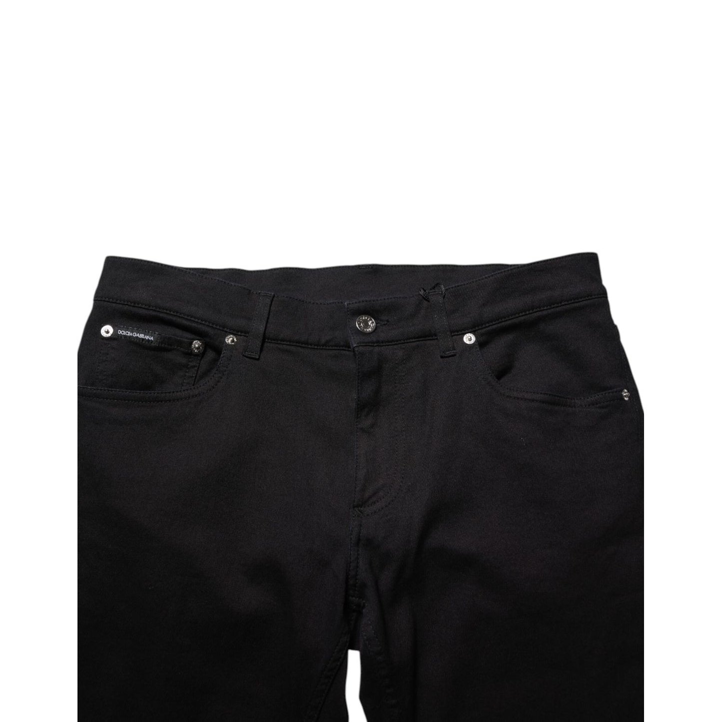 Dolce & Gabbana Black Cotton Blend Skinny Men Trouser Pants