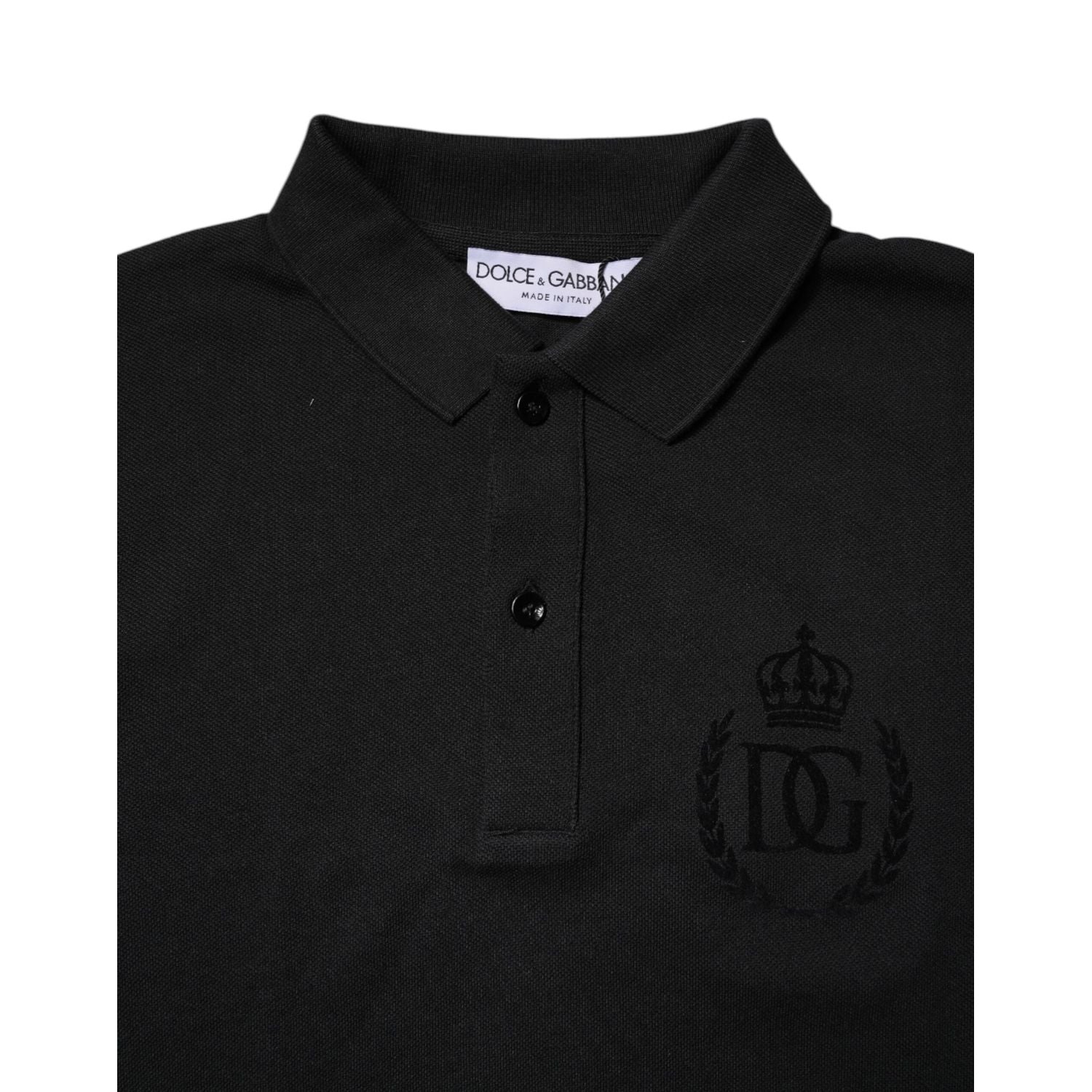 Dolce & Gabbana Black Cotton DG Logo Collared Polo T-shirt