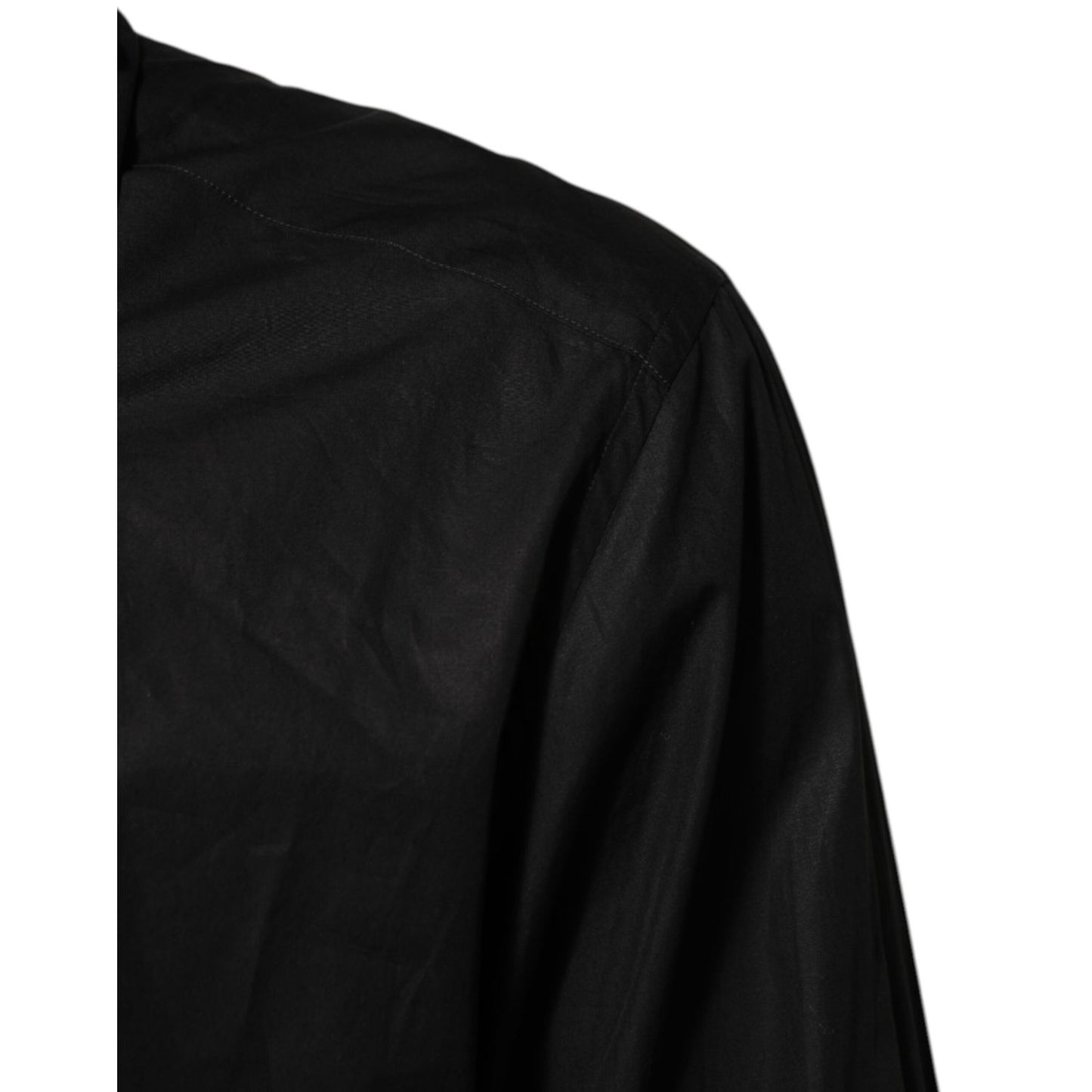 Dolce & Gabbana Black Cotton Embellished Collar Men’s Shirt
