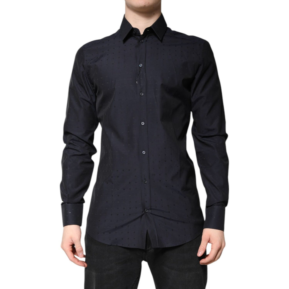 Dolce & Gabbana Black Cotton GOLD Men Dress Formal Shirt