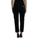 Dolce & Gabbana Black Cotton High Waist Tattered Denim Jeans