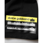 Dolce & Gabbana Black Cotton Mid Waist Casual Bermuda Short with logo details and drawstring closure, Made in Italy