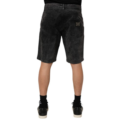 Dolce & Gabbana Black Cotton Mid Waist Denim Men Bermuda Short