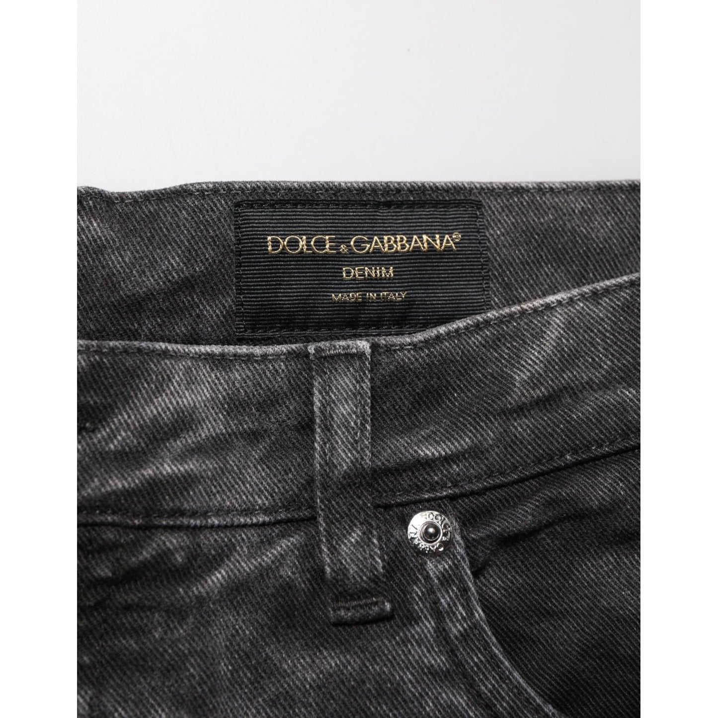 Dolce & Gabbana Black Cotton Mid Waist Denim Men Bermuda Short
