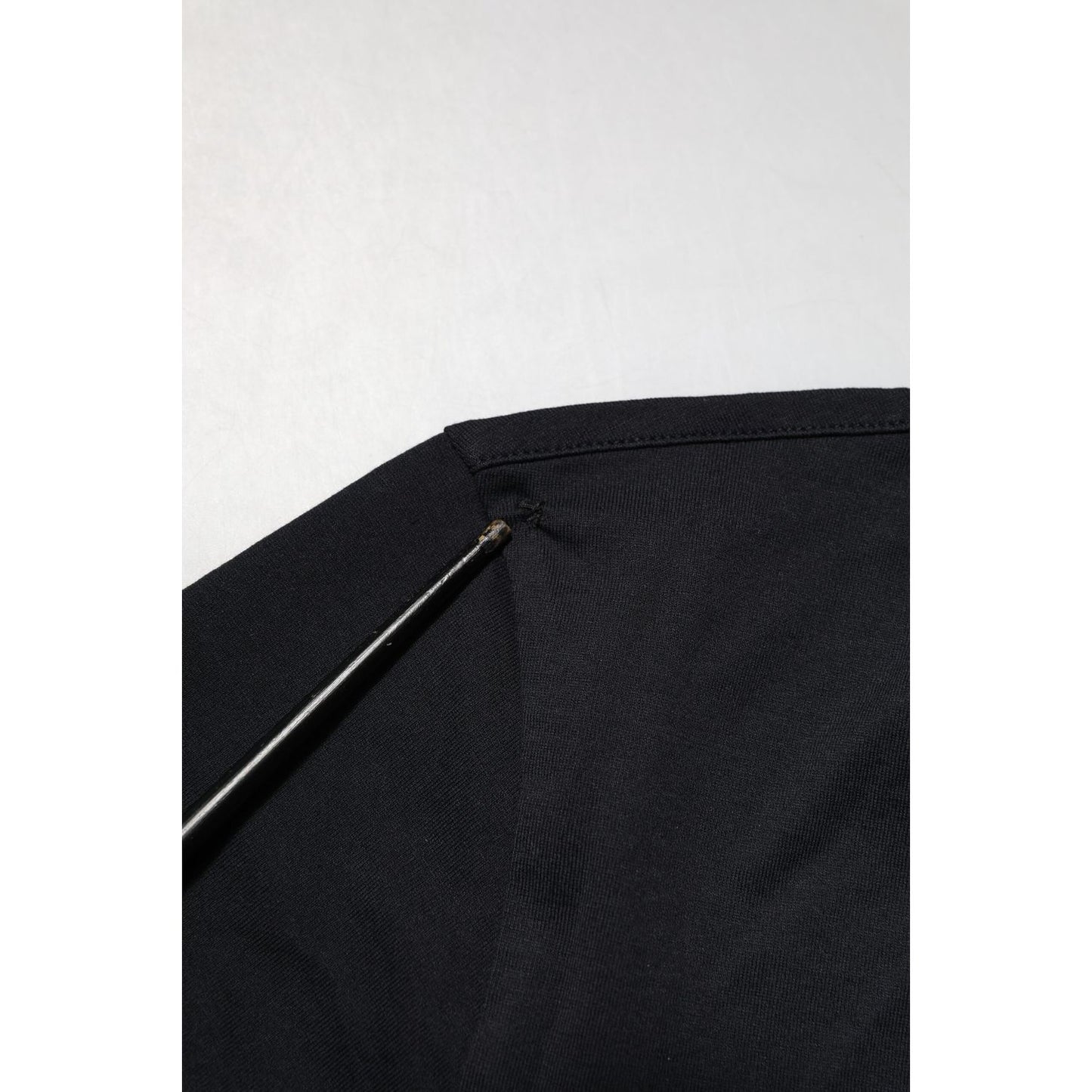 Dolce & Gabbana Black Cotton Plain V-Neck Men Shirt T-shirt