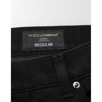 Dolce & Gabbana Black Cotton Regular Denim Men Trouser Jeans