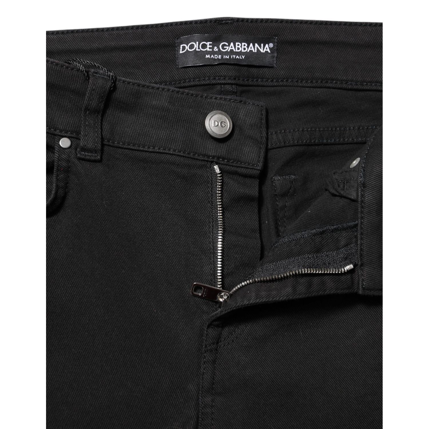 Dolce & Gabbana Black Cotton Skinny Mid Waisted Denim Jeans
