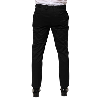 Dolce & Gabbana Black Cotton Tapered Men Formal Trousers Pants