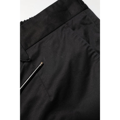 Dolce & Gabbana Black Cotton Tapered Men Formal Trousers Pants