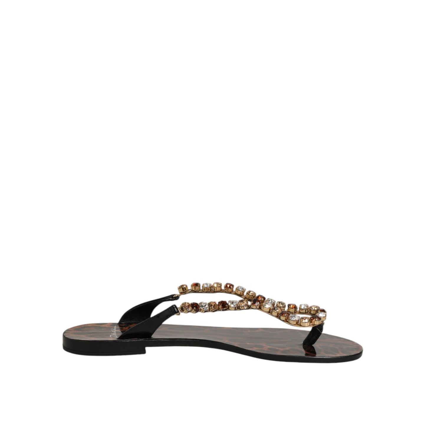 Dolce & Gabbana Black Crystals Flats Sandals Beachwear Shoes Dolce & Gabbana