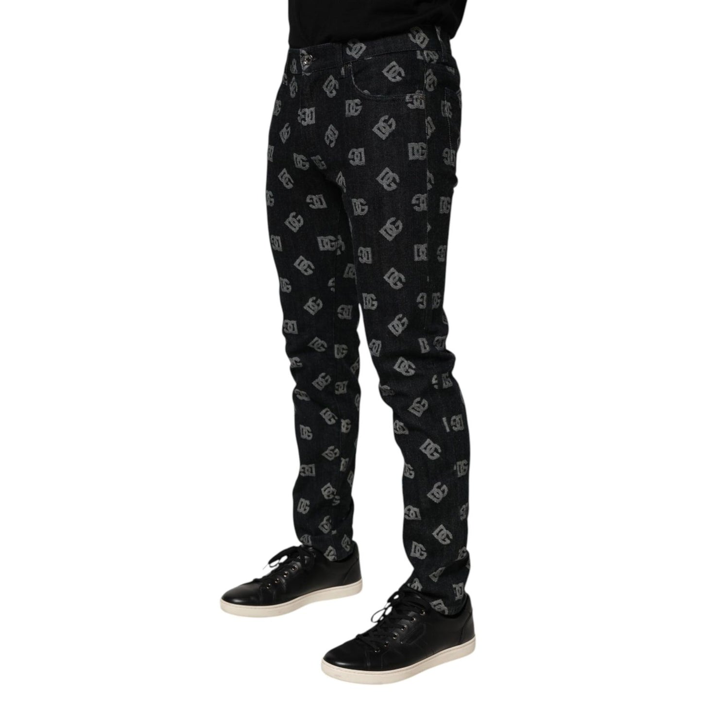 Dolce & Gabbana Black DG Monogram Cotton Skinny Denim Jeans