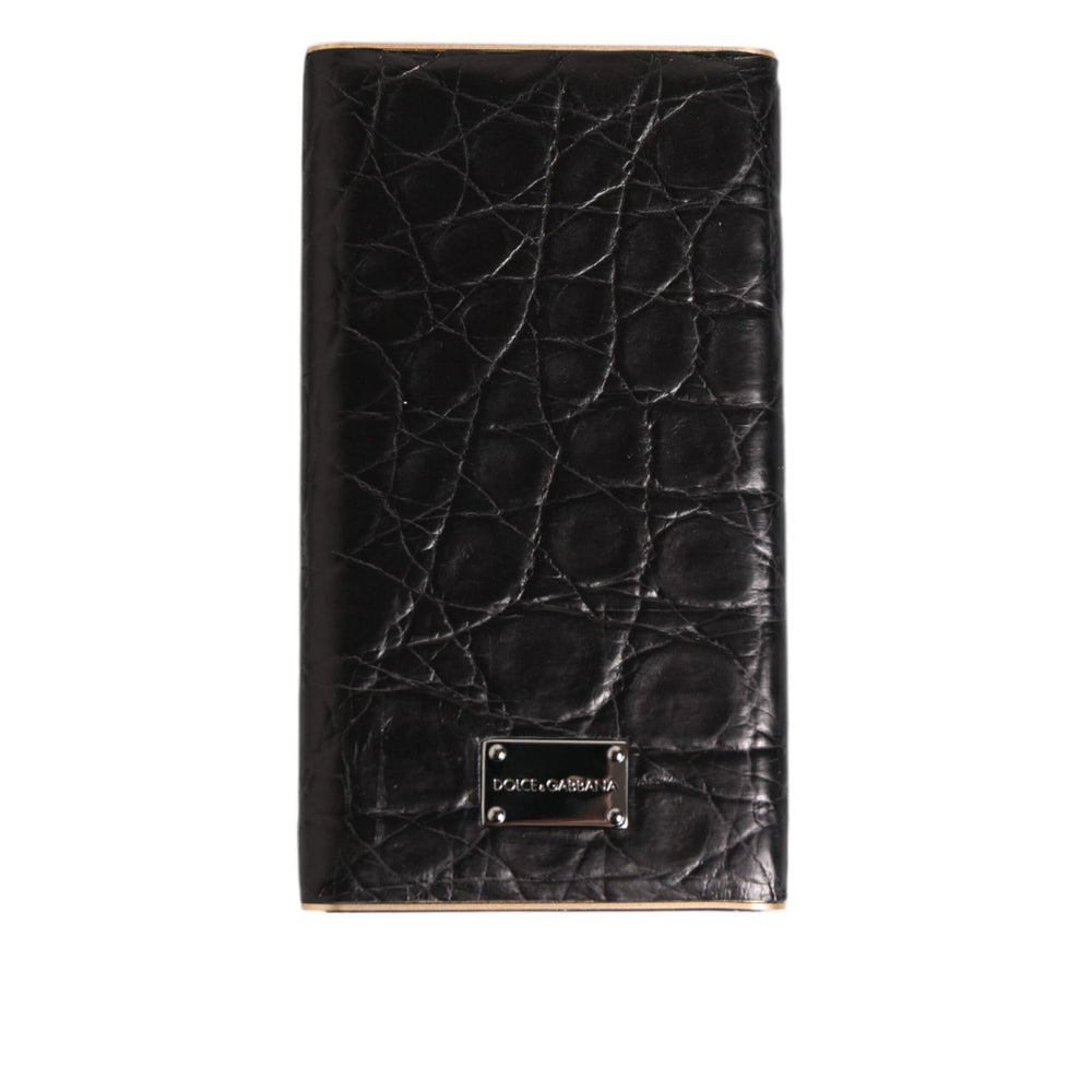Dolce & Gabbana Black Exoctic Leather Embossed 3000mAh Power Bank Charger USB with luxurious skin texture, perfect for stylish charging.