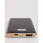 Dolce & Gabbana Black Exoctic Leather Embossed 3000mAh Power Bank Charger USB with luxurious design and USB output.
