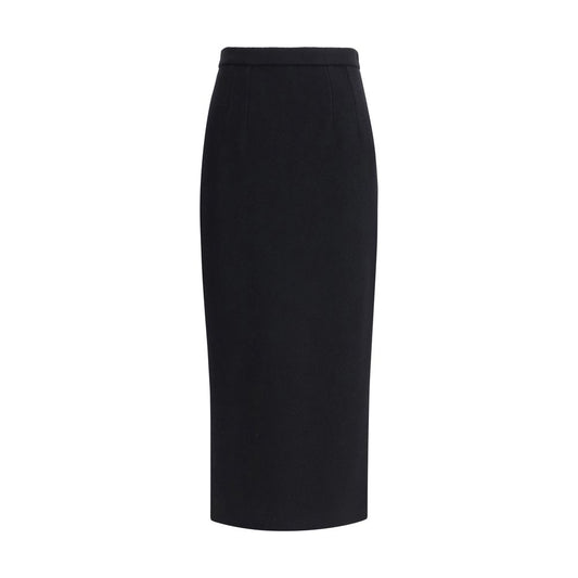 Dolce & Gabbana Black Fleece Wool Long Skirt Dolce & Gabbana