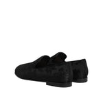 Dolce & Gabbana Black Floral Brocade Loafers Men Dress Shoes