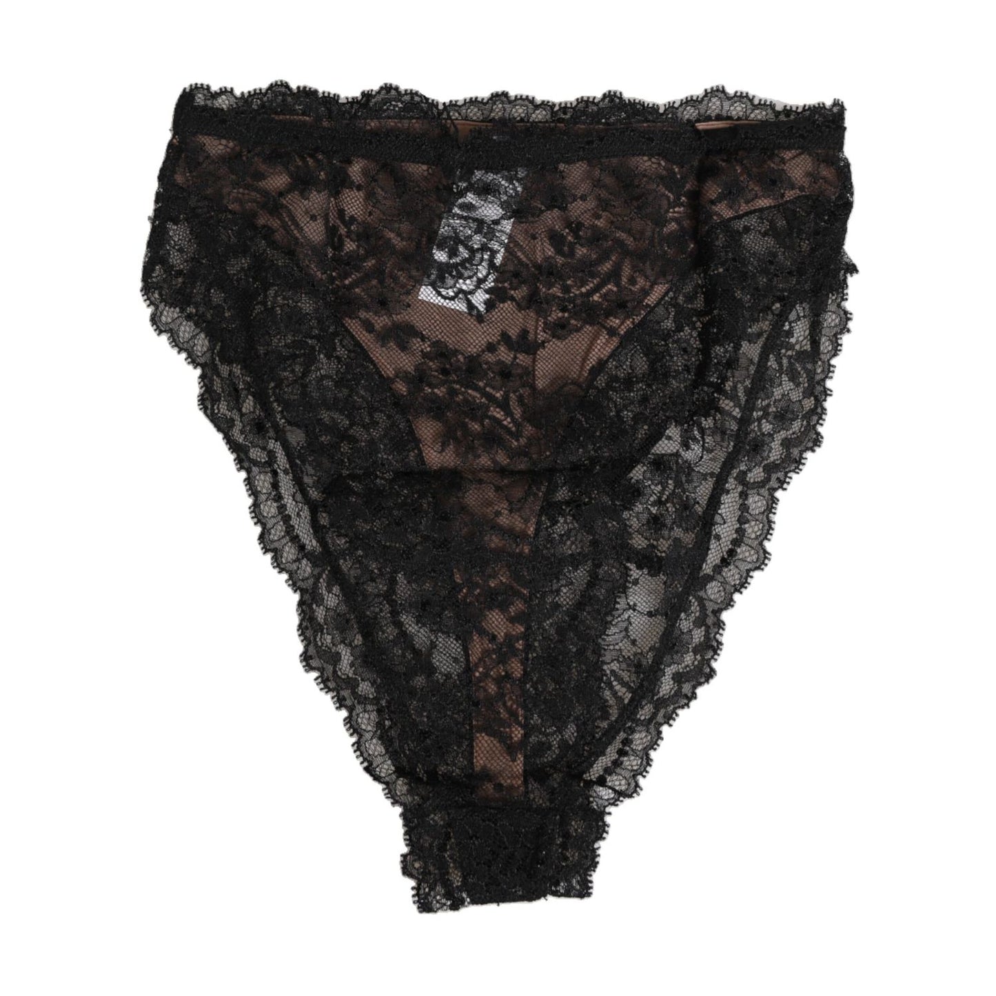 Dolce & Gabbana Black Floral Lace Mesh High Brief Panty Underwear