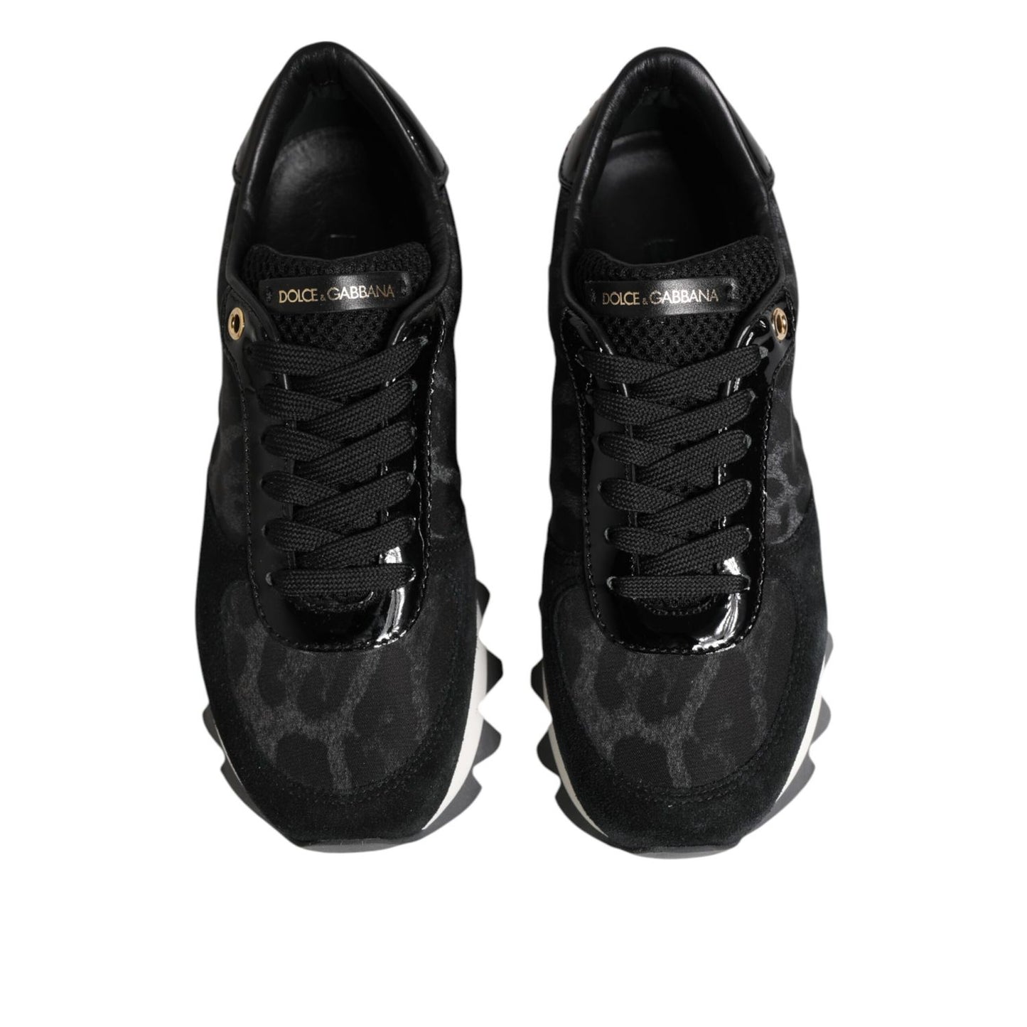 Dolce & Gabbana Black Gray Leopard Low Top Sneakers Shoes