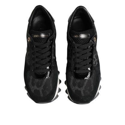 Dolce & Gabbana Black Gray Leopard Low Top Sneakers Shoes