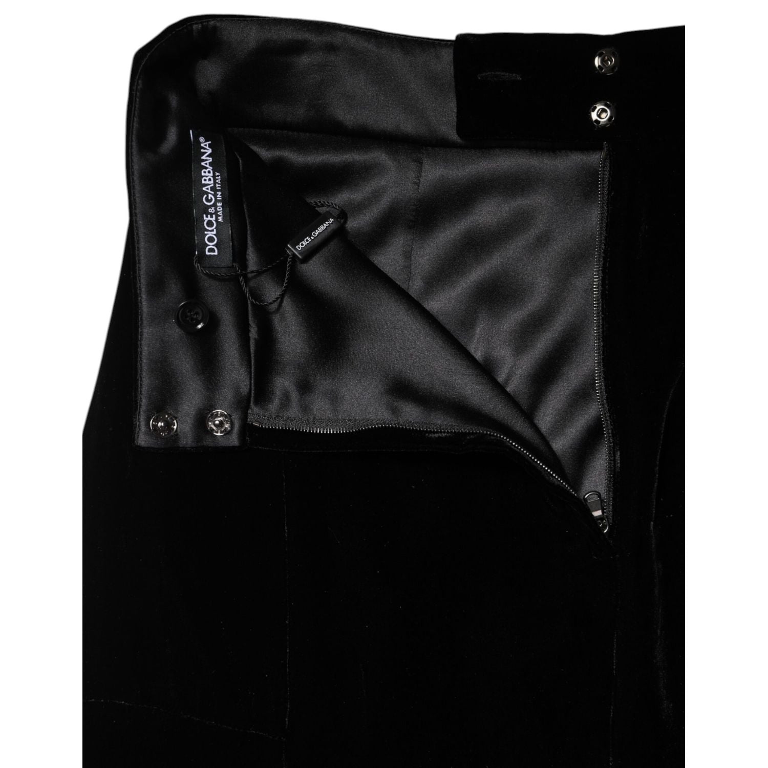 Dolce & Gabbana Black High Waist Fit Flared Midi Skirt