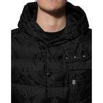 Dolce & Gabbana Black Jacquard Quilted Puffer Hooded Jacket