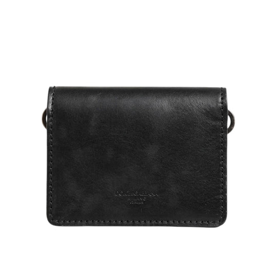 Dolce & Gabbana Black Leather Bifold Card Holder Mens Coin Purse Key Clip Wallet showcasing sleek luxury design.