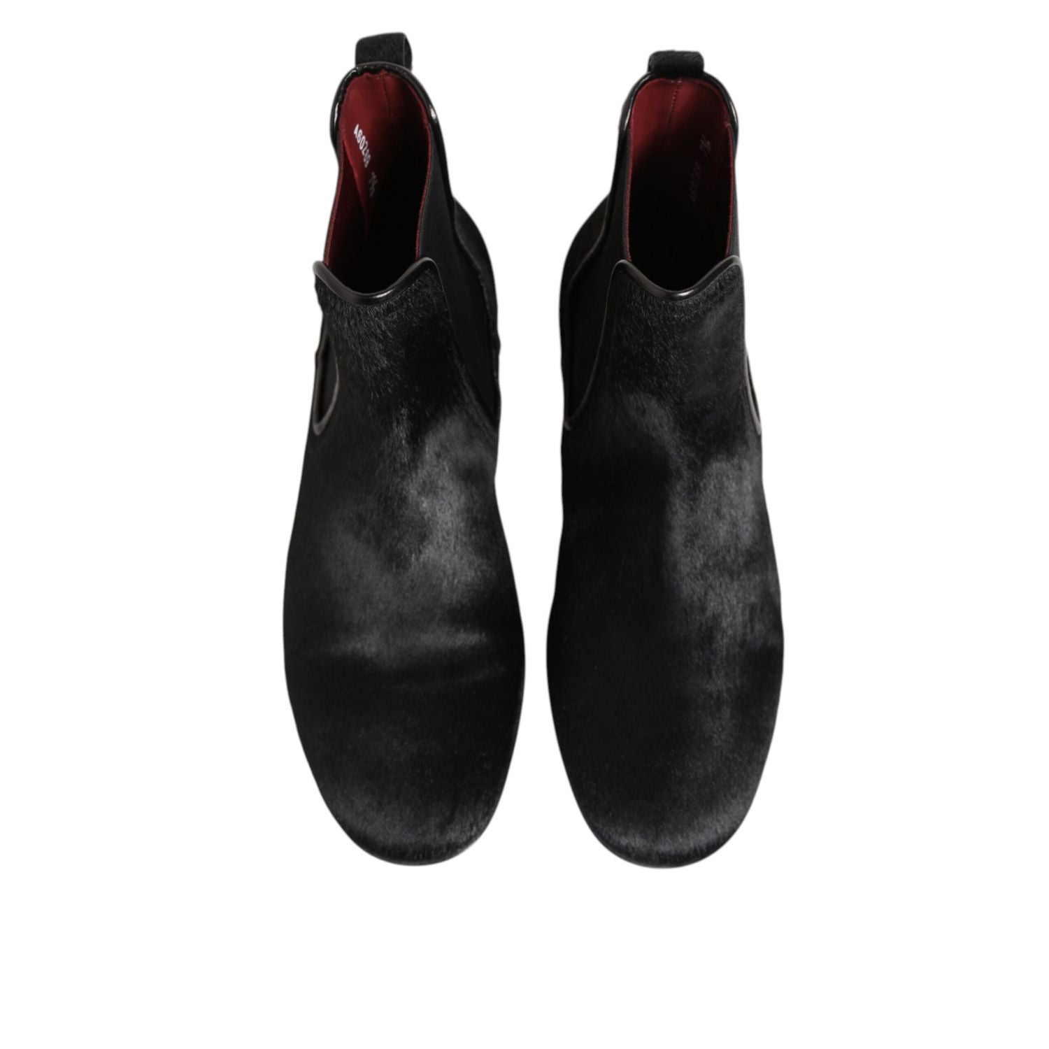 Dolce & Gabbana Black Leather Fur Men CHELSEA Boots Shoes
