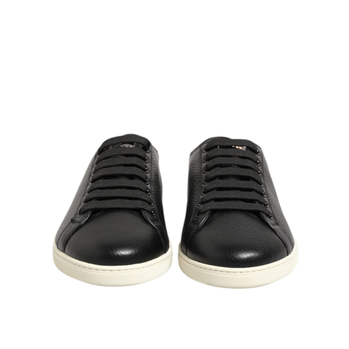 Dolce & Gabbana Black Leather Lace Up Low Top Sneakers Shoes