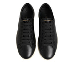 Dolce & Gabbana Black Leather Lace Up Low Top Sneakers Shoes