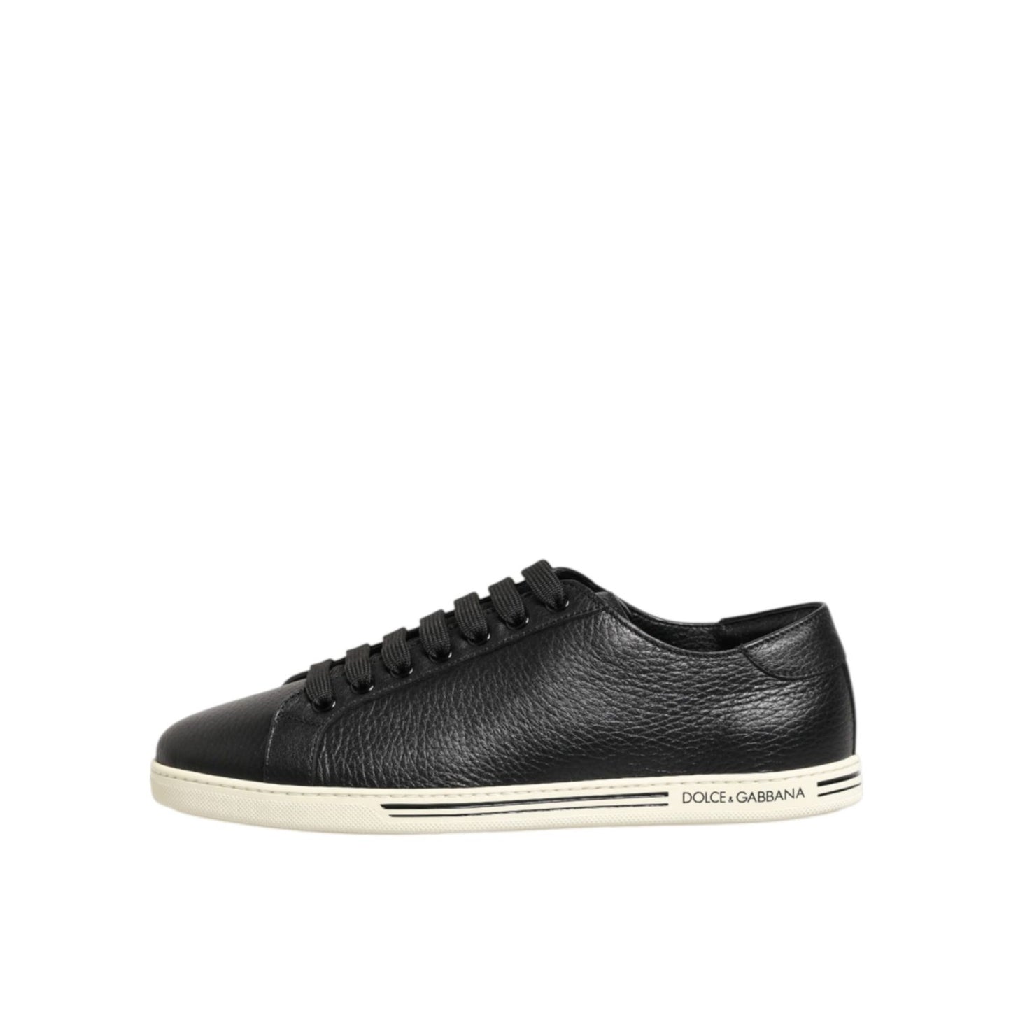 Dolce & Gabbana Black Leather Lace Up Low Top Sneakers Shoes