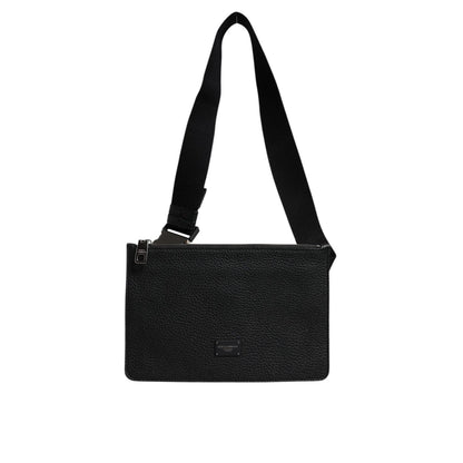 Dolce & Gabbana Black Leather Logo Embossed Waist Fanny Pack Bag