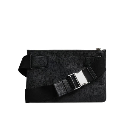 Dolce & Gabbana Black Leather Logo Embossed Waist Fanny Pack Bag