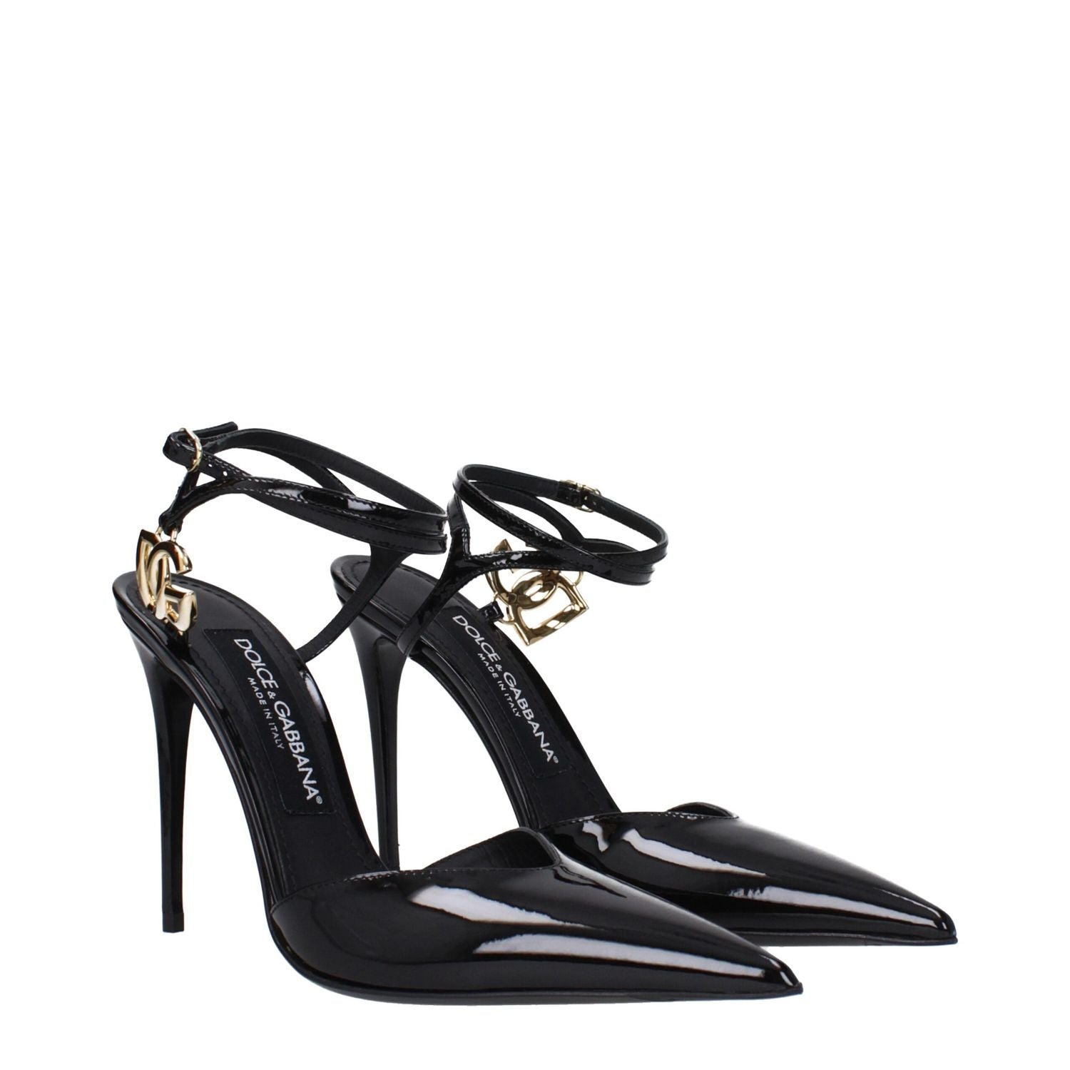 Dolce & Gabbana Black Leather Stiletto Heel Sandals