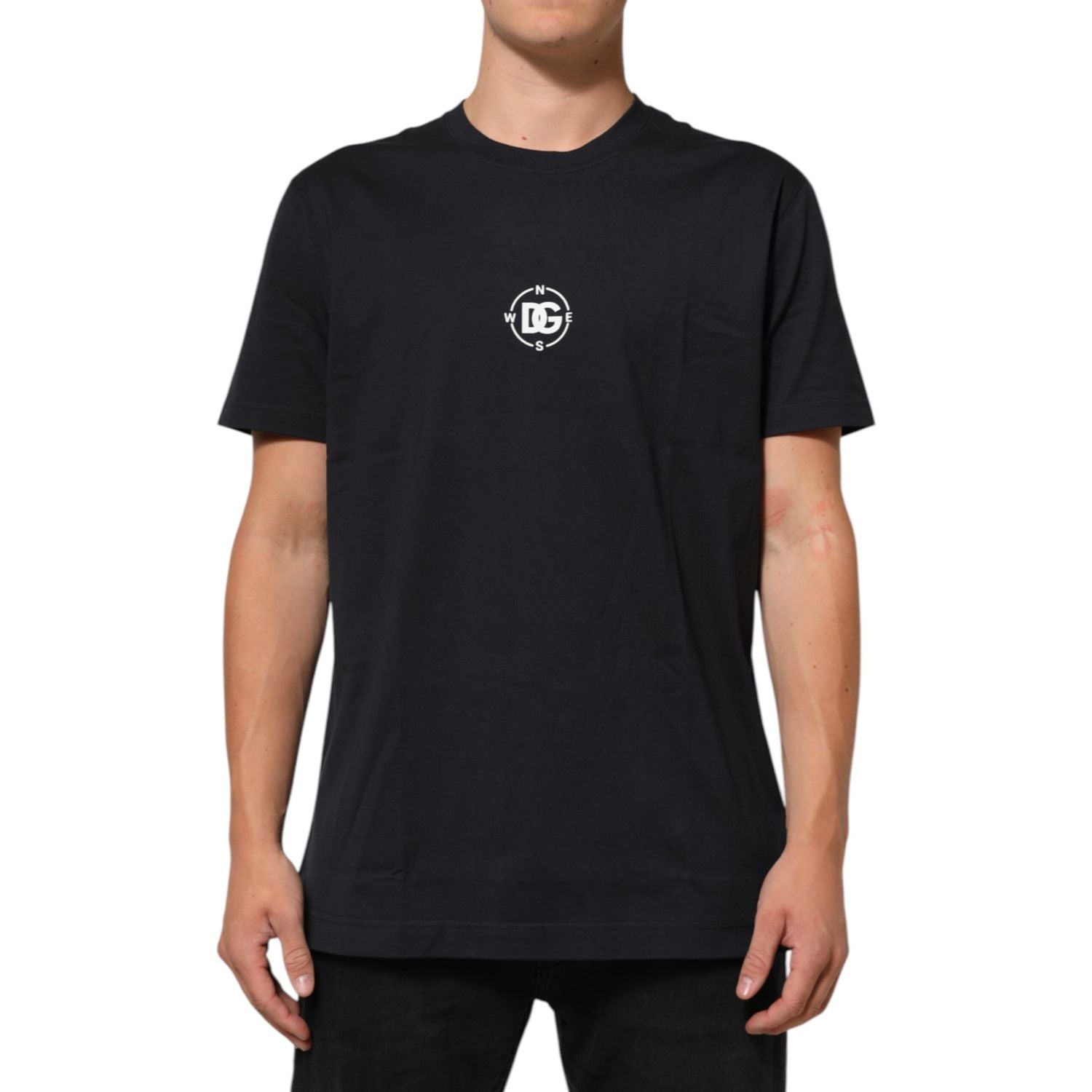 Dolce & Gabbana Black Logo Compass Cotton Crew Neck T-shirt
