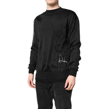 Dolce & Gabbana Black Logo Polyester CrewNeck Sweatshirt Sweater