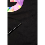 Close-up of Dolce & Gabbana Black Logo Print Cotton Crew Neck T-shirt showcasing colorful logo detail on premium cotton fabric.