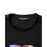 Dolce & Gabbana Black Logo Print Cotton Men Crew Neck T-shirt featuring iconic logo on black premium cotton.