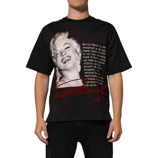 Dolce & Gabbana Black Marilyn Monroe Cotton Crew Neck T-shirt with iconic print on front