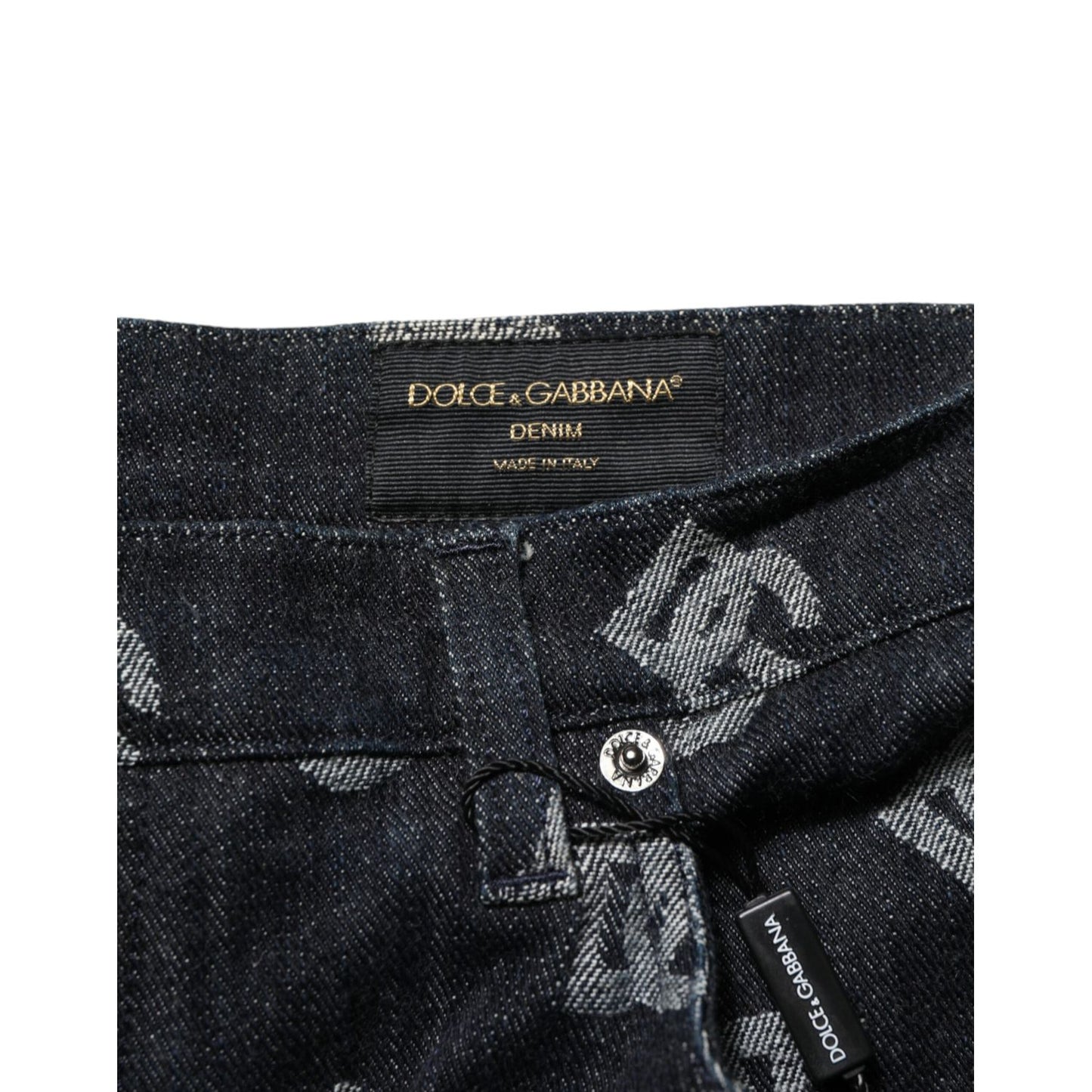 Dolce & Gabbana Black Monogram Denim Cargo Men Bermuda Short