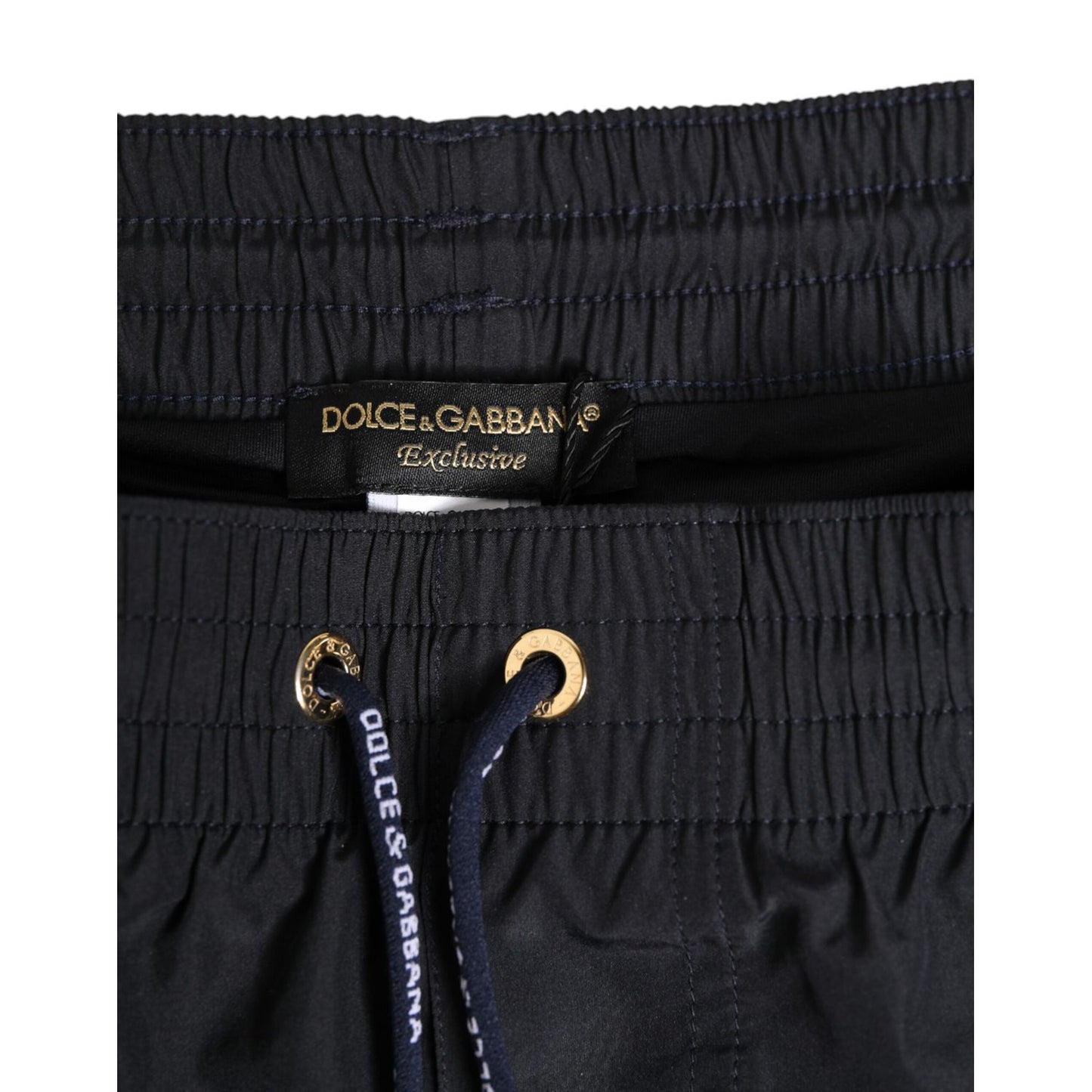 Dolce & Gabbana Black Nylon Side Logo Tape Shorts Swimwear