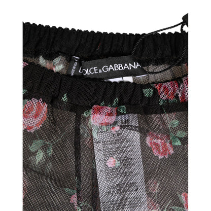Dolce & Gabbana Black Pink Floral Lace Mesh Lingeri Underwear