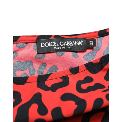 Dolce & Gabbana Black Red Nylon Leopard Pattern Jumpsuit