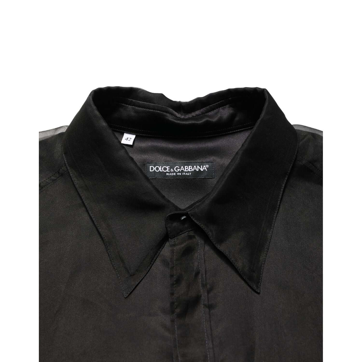 Dolce & Gabbana Black Ruffle Detail Semi Sheer Shirt Jacket