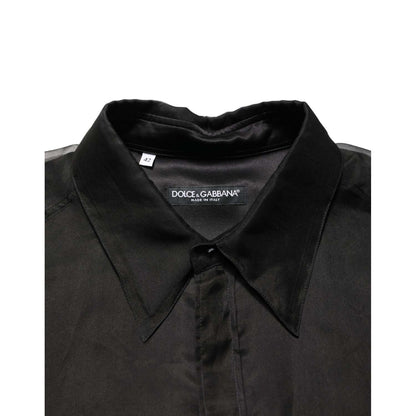 Dolce & Gabbana Black Ruffle Detail Semi Sheer Shirt Jacket