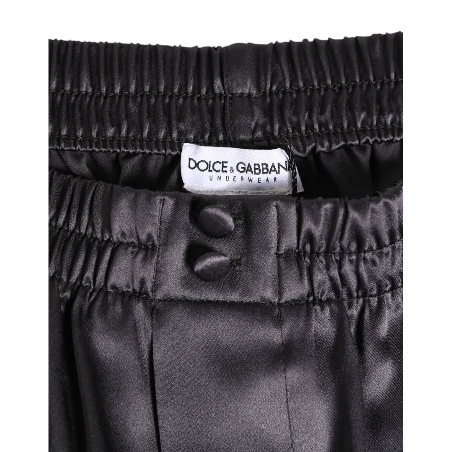 Dolce & Gabbana Black Satin Silk Elastic Men Boxer Short Swimwear
