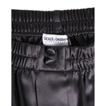 Dolce & Gabbana Black Satin Silk Elastic Men Boxer Short Swimwear