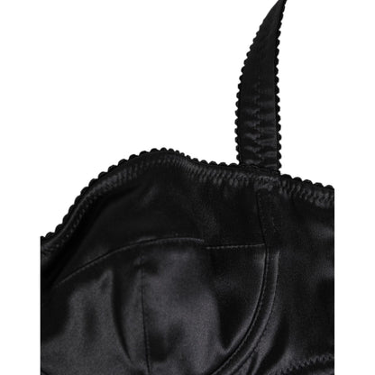 Dolce & Gabbana Black Satin Underwire Bra Lingerie IT2 Underwear