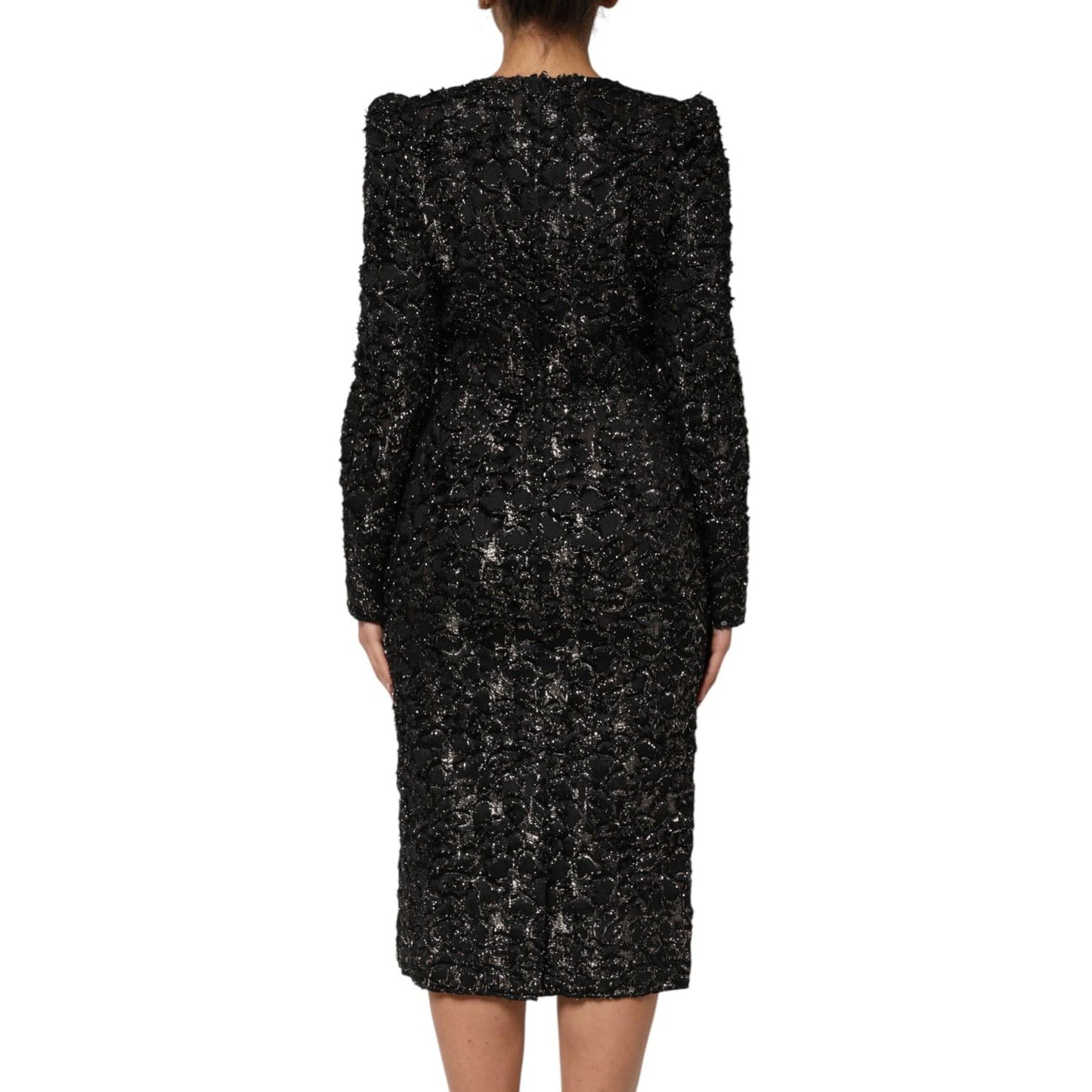 Dolce & Gabbana Black Sequin Bouclé Tweed Sheath Dress